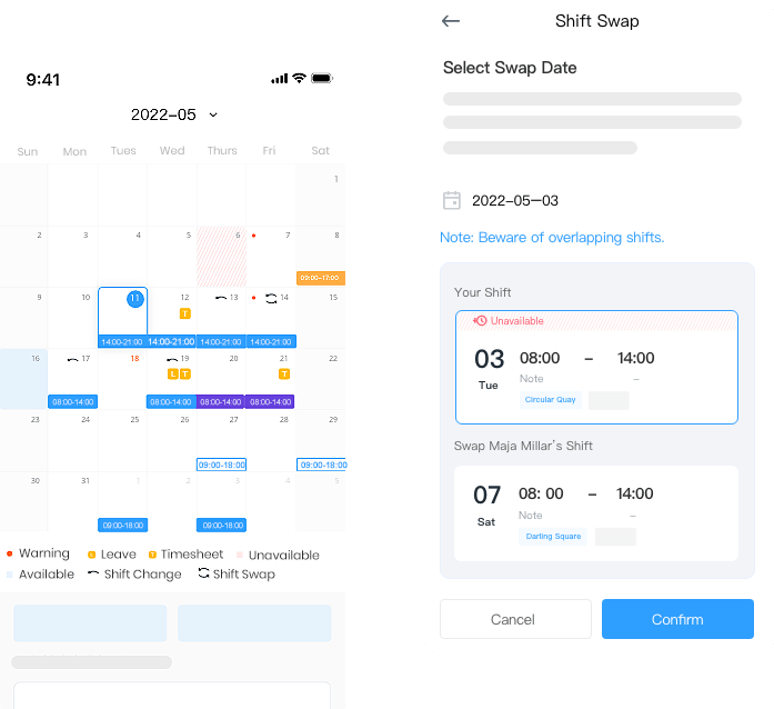 No more back and forth! With our App, employees can quickly swap shifts by themselves. Supervisors will take the initiative to assign shifts based on the submitted availability.