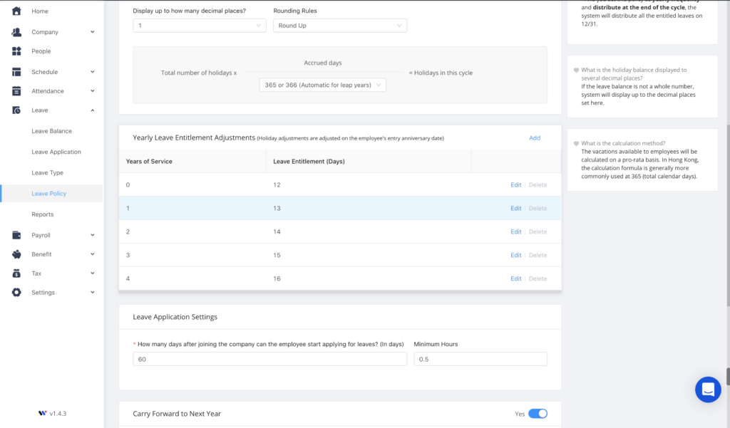 Workstem helps employers determine staff leave eligibility based on hire date and whether unused leave can carry over to the next year, customizable to meet company requirements