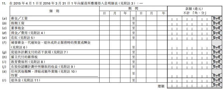 報稅薪酬項目