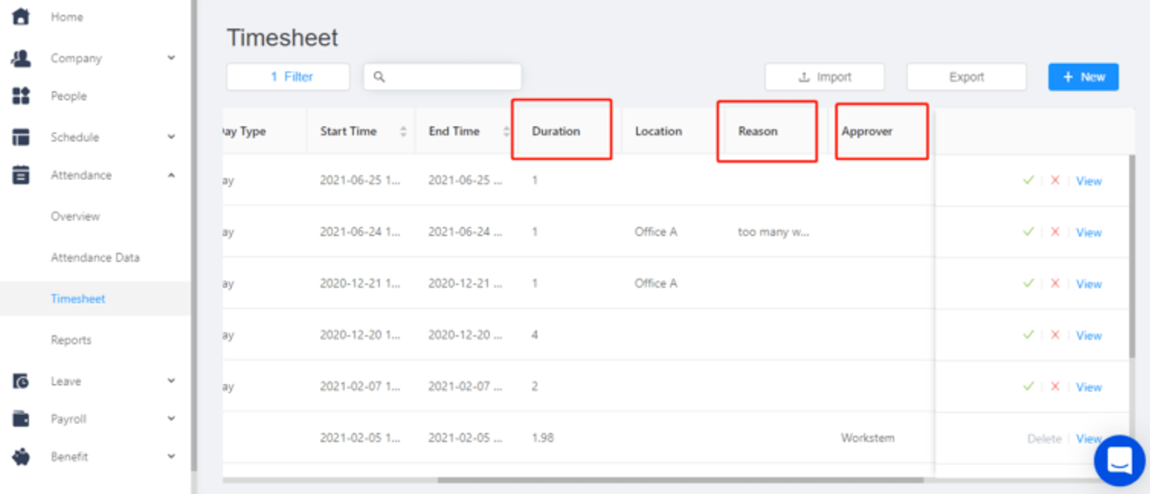 timesheets