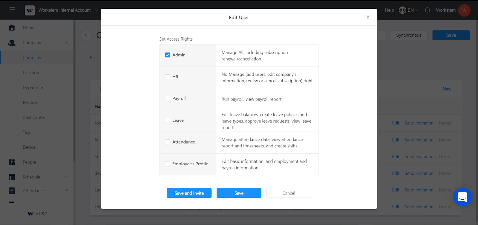 Multiple users platform, setting various access rights