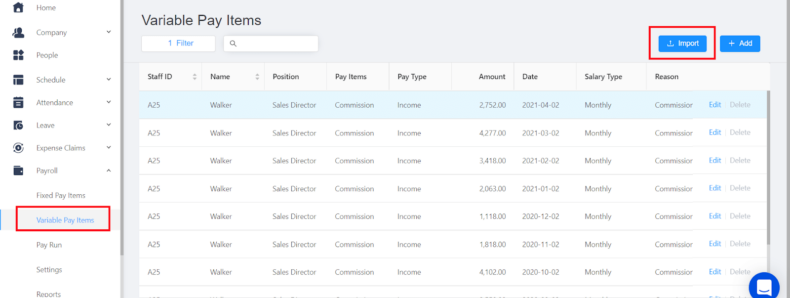 commission pay setting