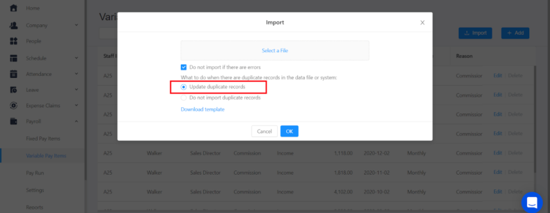 re-import can choose whether to update and overwrite the old data, or you can edit the individual problem data in real time.